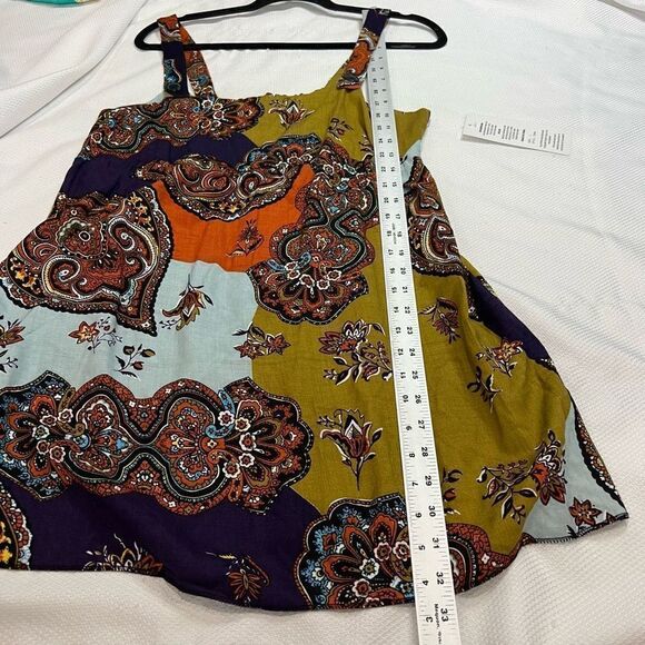 Unique Spectrum Multi Color Paisley Viscose Boho Tank - Picture 7 of 9